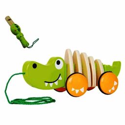 FunBlast Wooden Walk-A-Long Crocodile Toy with Whistle - Green-18