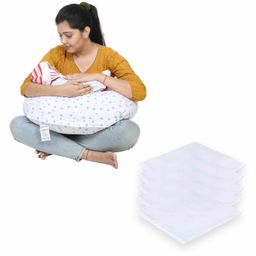 Lulamom Nursing Pillow with Cover Star Print & Muslin Napkin - Blue White-image-111