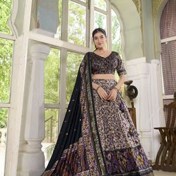 A TO Z CART Printed Ready to Wear Silk Lehenga & Unstitched Blouse With Dupatta-picture-19