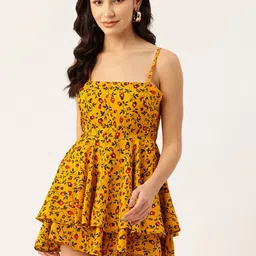 Sleek Italia Women Printed with Layered Playsuit-13