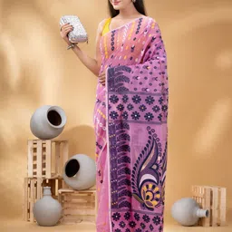DESH BIDESH Woven Design Zari Pure Cotton Jamdani Saree-image-54