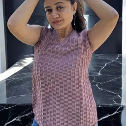 Bhanderi Fashion Women Checked Self Design Sleeveless V Neck Fency Top-picture-2