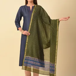 JAYPORE Floral Printed Cotton Silk Dupatta-image-63