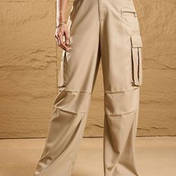 SASSAFRAS Women Comfort Straight Fit High-Rise Cargos Trousers-picture-5