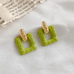 Krelin Gold-Plated Geometric Shaped Textured Drop Earrings-1