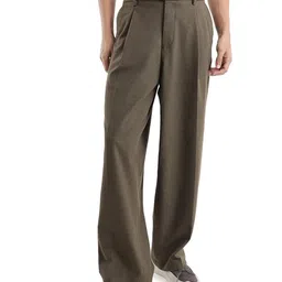 RARE RABBIT Men Cotton Comfort Loose Fit Pleated Regular Trousers-picture-7