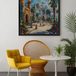 999Store Green & Brown Palace Courtyard Canvas Wall Art-image-78