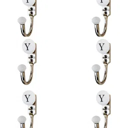 IndianShelf 6 Pcs Ceramic & Zinc Y Alphabet Coat Hooks Wall Hanging-image-98