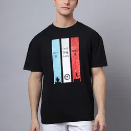 DOOR74 Men Printed Drop-Shoulder Sleeves T-shirt-13