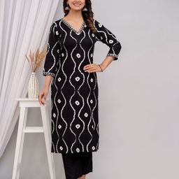 Veshviti Floral Printed V-Neck Straight Kurta-picture-56