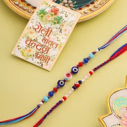 Sangria Set Of 2 Stones Studded And Beaded Evil Eye Bhaiya Bhabhi Rakhi-39