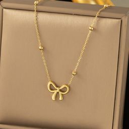 SZN Gold-Plated Mini Bow Charm Necklace-picture-32
