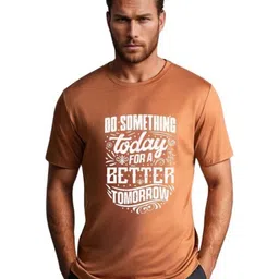 BLUEFICUS Typography Printed Round Neck Bio Finish Slim Fit T-shirt-image-67
