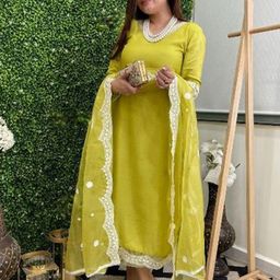 Moda Rapido Ethnic Motifs Embroidered Chanderi Cotton Kurta With Trousers & Dupatta-18