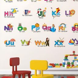 prettykrafts Green & Blue Alphabets Waterproof Wall Sticker-23