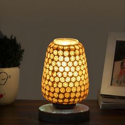 Aura Brown & Cream Colored Textured Table Lamp With Base-picture-40