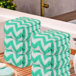 Kuber Industries 6-Pcs Green & White Printed Pure Cotton 250 GSM Face Towels-73