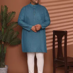 Enchanted Drapes Men Cotton Solid Plus Size Kurta-picture-31