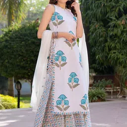 Moda Rapido Women Floral Printed Regular Kurta with Sharara & With Dupatta image 4