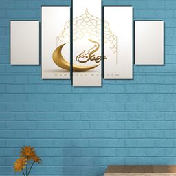 Livin'luxe Off White & Orange 5 Piece Wood Other Wall Paintings-picture-40