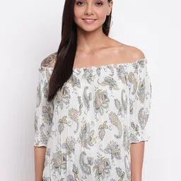 DressBerry Floral Print Off-Shoulder Bardot Top-image-48