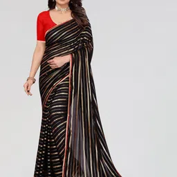 REDFISH Striped Bollywood Georgette Saree-picture-0