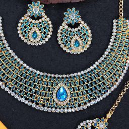 VATSALYA creation Alloy Gold- plated Turquoise Jewellery Set-image-59
