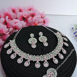 Anouk Rhodium-Plated Stones Studded & Beaded JewellerySet-image-24
