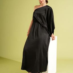 Globus One Shoulder Kimono Sleeve Satin Maxi Dress-image-75