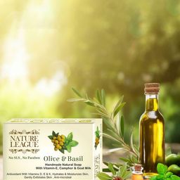 NATURE LEAGUE Set Of 12 Olive & Basil Skin Nourishing Soap - 100 g Each-53
