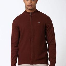 Peter England Casuals Men Self Design Front-Open Cotton Sweaters-picture-3