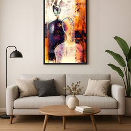 999Store Orange & Blue Canvas Abstract Wall Paintings-image-72