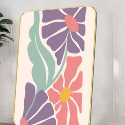 Livin'luxe Beige & Purple Modern Floral Rectangle Wall Art-picture-17