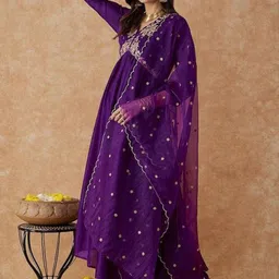 Siya Fashion Women Ethnic Motifs Embroidered Regular Thread Work Kurta with Trousers & With Dupatta-picture-48