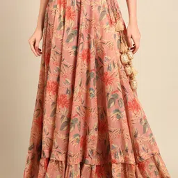 De Moza Women Floral Printed Flared Maxi Skirts-picture-50