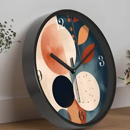 RANDOM Black & Peach Coloured Printed Contemporary Analogue Round Wall Clock-15