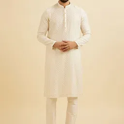Manyavar Floral Embroidered Sequinned Kurta with Pyjama-image-39