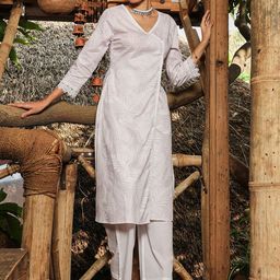 QISSA Women Printed Kurta with Palazzos & Cotton Blend-picture-49