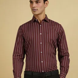 Allen Solly Men Slim Fit Spread Collar Vertical Striped Cotton Formal Shirt-image-52
