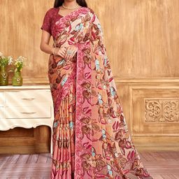 DIVASTRI Ethnic Motifs Poly Crepe Saree-image-62