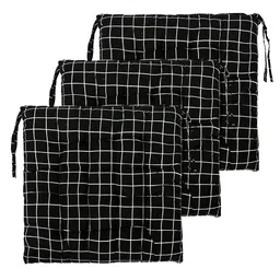 Kuber Industries Black & White 3 Pieces Printed Cotton Comfort Chair Pads-picture-42