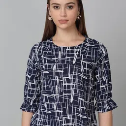 Dressitude Women Print Three-Quarter Sleeves Round Neck Top-image-85