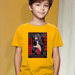 Yellow Uchiha Anime Graphic Print T-Shirt-24