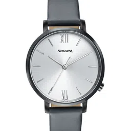 Sonata Women Brass Printed Dial & Leather Bracelet Style Straps Analogue Watch 87045NL01W-56