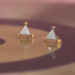 Mia by Tanishq Women Glitzy Sequin Gold & Diamond Stud Earrings-1.456 gm-image-39