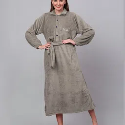 KLOTTHE Wool Bath Robe With Belt-image-36