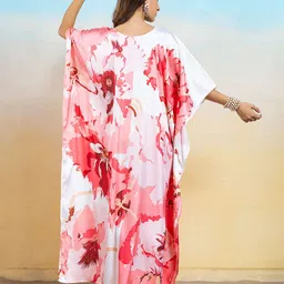 LABEL AARNA Ruby Flora Soft Satin Kaftan Dress image 3