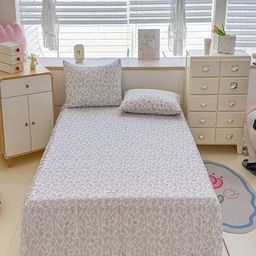 JC HOME White & Blue Floral 140 TC Fitted Double King Bedsheet Set-2 m x 2.20 m-picture-9