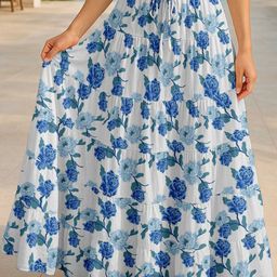 Moomaya Women Printed Pure Cotton Tiered Maxi Skirt-picture-47