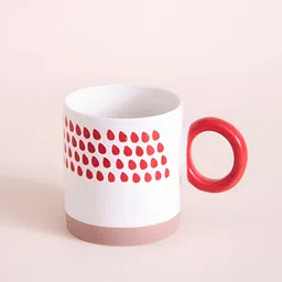 THEDECORKART White & Red Printed Ceramic Matte Cups Set of Cups and Mugs image 2